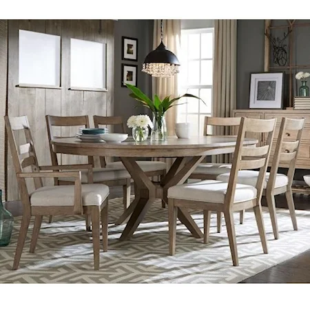 7 Piece Round Table Set w/ Slat Back Chairs