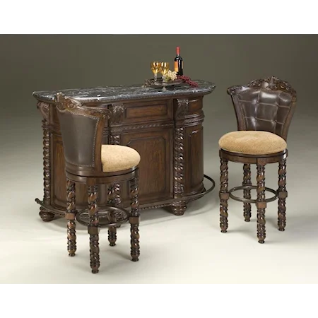 Home Bar Set with Swivel Stools