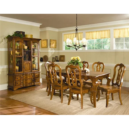 Rectangular Dinette Butterfly Leaf Table with 6 Wooden Splat Back Chairs