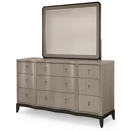 Transitional Dresser and Mirror Set