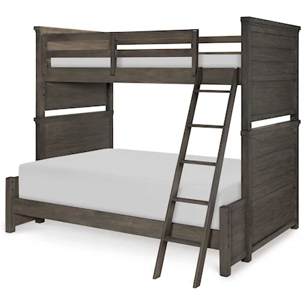 Rustic Casual Twin over Full Bunk Bed with Ladder and Guard Rail