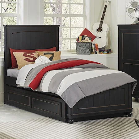 Twin Panel Bed with Storage Trundle