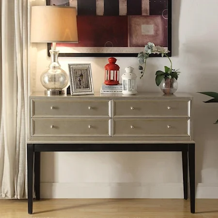 Irene Antique Silver Console Table with 4-Drawers