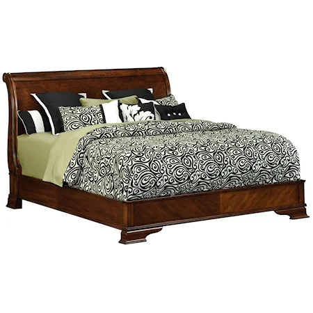 Traditional King Sleigh Bed with Scrolled Headboard