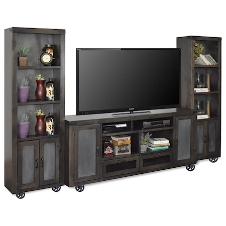 Entertainment Wall Console with Bottom Wheel Design
