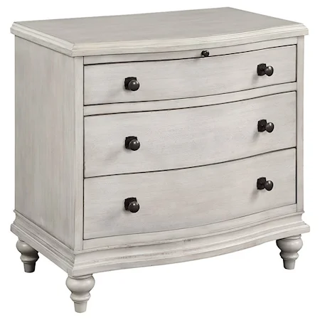 Transitional 3-Drawer Nightstand with Pull-Out Tray