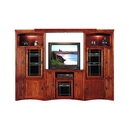 Four Piece Wall Unit With Tall TV Cart
