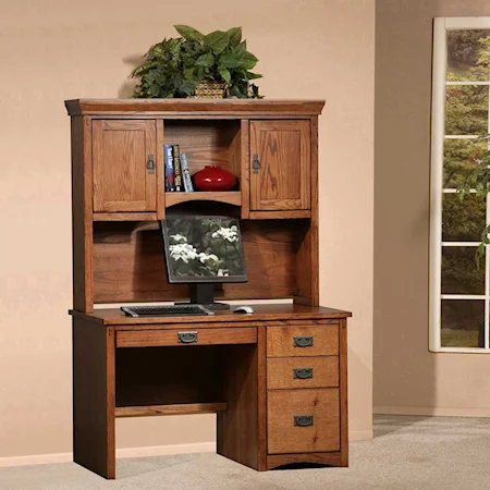 48 Inch Single Pedestal Office Desk & Hutch