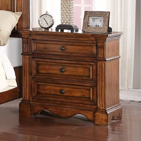 Traditional Parliament 3-Drawer Nightstand