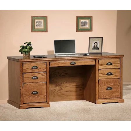 66 Inch Executive Desk With Seven Drawers