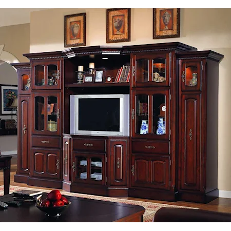 Six Piece Wall Unit With 48 Inch Cart