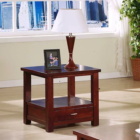 Casual End Table With Drawer