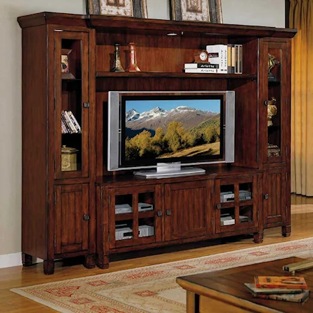 Three Piece Wall Unit With Curio Pier Cabinets