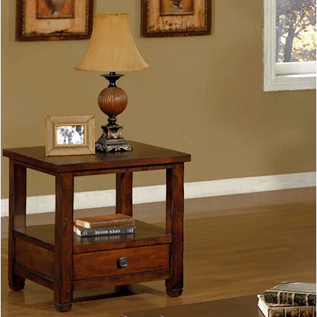Casual End Table With Drawer