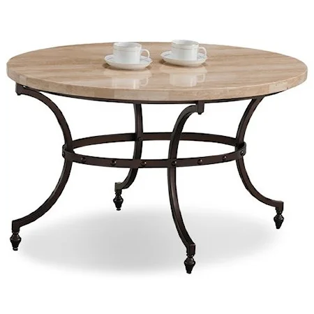 Oval Travertine Stone Top Coffee Table with Rubbed Bronze Metal Base