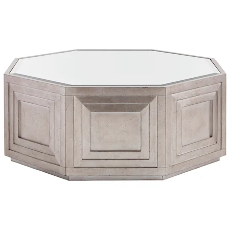 Rochelle Octagonal Cocktail Table with Silver Leaf and Mirrored Top