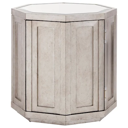 Rochelle Octagonal Storage Table with Silver Leaf and Mirrored Top