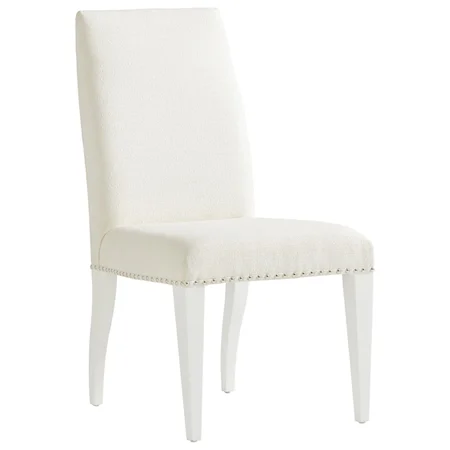 Darien Upholstered Side Chair in Arctic White Fabric