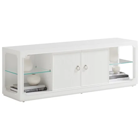 Hamilton TV Stand with Sliding Doors and and Curio Display