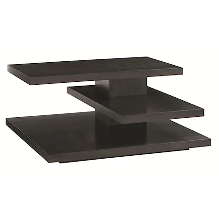 Evora Square Cocktail Table with Cantilever Shelves