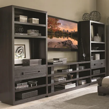 Entertainment Wall Unit with Elise Console Table and Adjustable Shelving in Bookcases