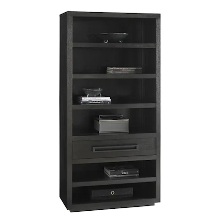 Rossa Bookcase with Adjustable Shelves and Closed Storage Drawer