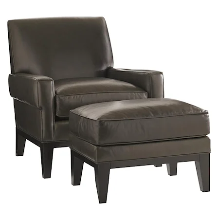 Giovanni Chair and Ottoman Set with Exposed Wood Base