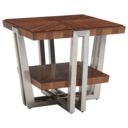 Gianni Square End Table with Shelf