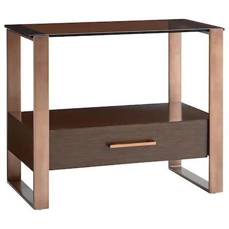 Portico Nightstand with Amber-Tinted Glass Top