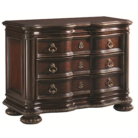 Curvy Luxury Bachelor Chest with Storage and Intricate Detail