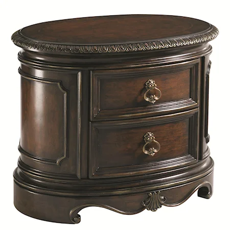 Oval 2 Drawer Lamp Table with Pendant Pulls