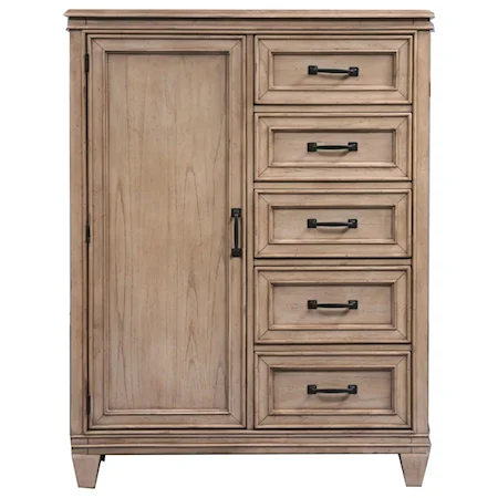 Transitional Door Chest with 5 Drawers