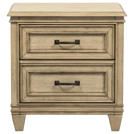 Transitional 2 Drawer Night Stand with Wood Framed Drawer Fronts