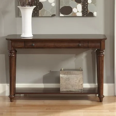 Traditional Sofa Table with 1 Drawer & Inlay Shelf