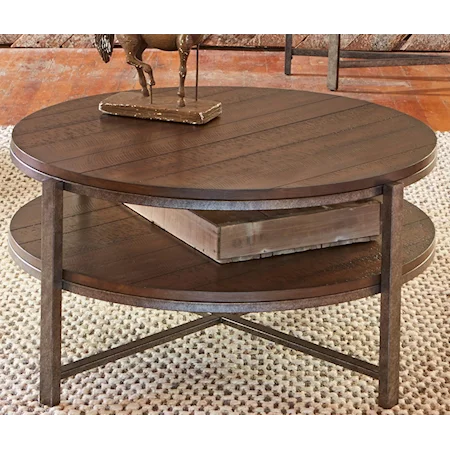 Round Cocktail Table with Shelf