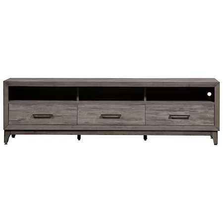 76 Inch TV Console in Driftwood Gray Finish