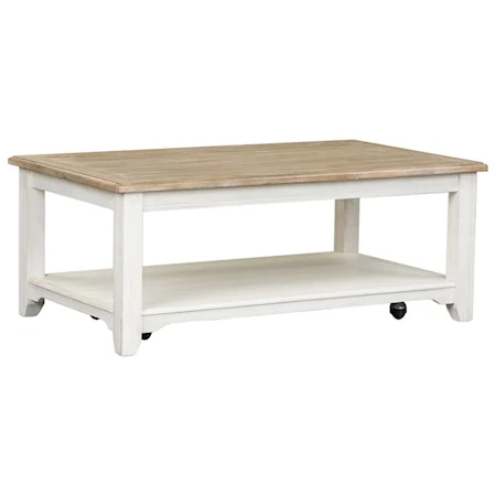 Cottage Style Two-Toned Rectangular Cocktail Table