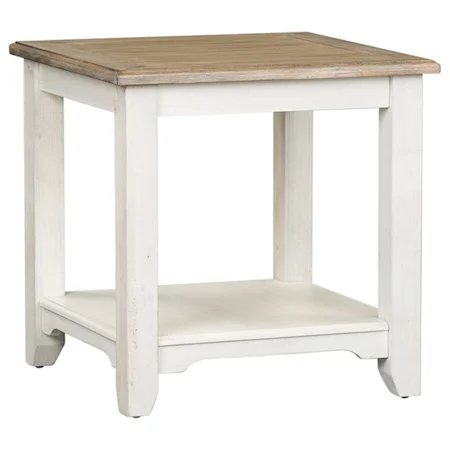 Cottage Style Two-Toned End Table with Shelf