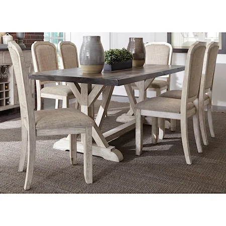 Relaxed Vintage 7-Piece Trestle Table Set