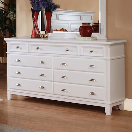 Casual White 9-Drawer Dresser