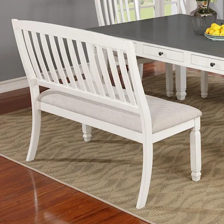 Cottage Style Dining Bench with Upholstered Seat