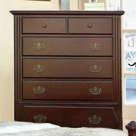 Traditional 5-Drawer Chest with Decorative Bottom Drawer