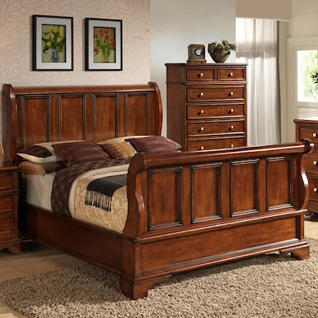 King Panel Bed with Raised Panels and Bracket Feet
