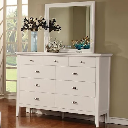 Dresser with 9 Drawers and Mirror