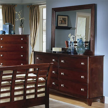 Six Drawer Dresser and Mirror Combo