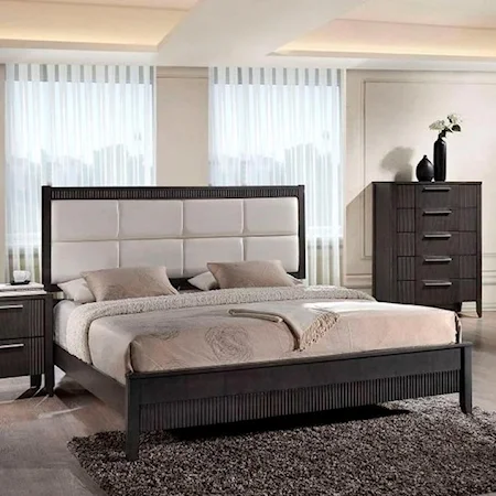 King Bed with Upholstered Headboard