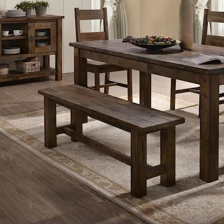Rustic Dining Bench with Block Legs