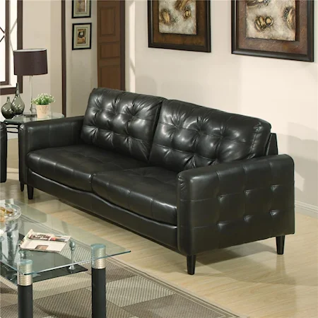 Contemporary Sofa with Wood Legs