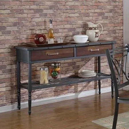 Industrial Dining Server with Metal Edge