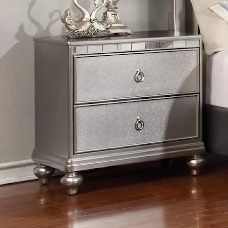 Metallic Finished Night Stand with Full Extension Drawer Glides